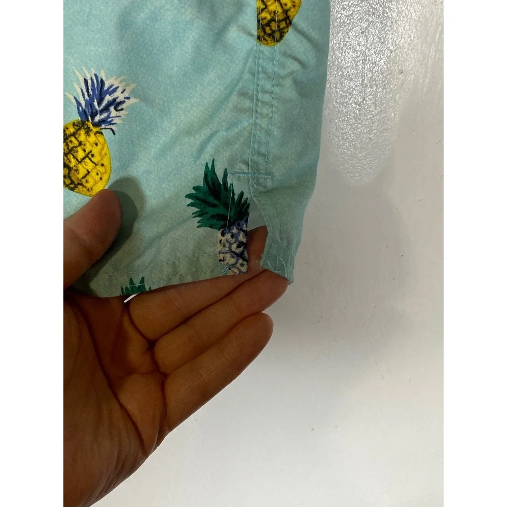 Old Navy Pineapple Swim Trunks Aqua Blue Tropical‎ Drawstring Lined Men's L